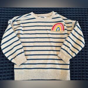Old Navy kids navy blue Striped sweatshirt pullover with Rainbow Patch, size 5t